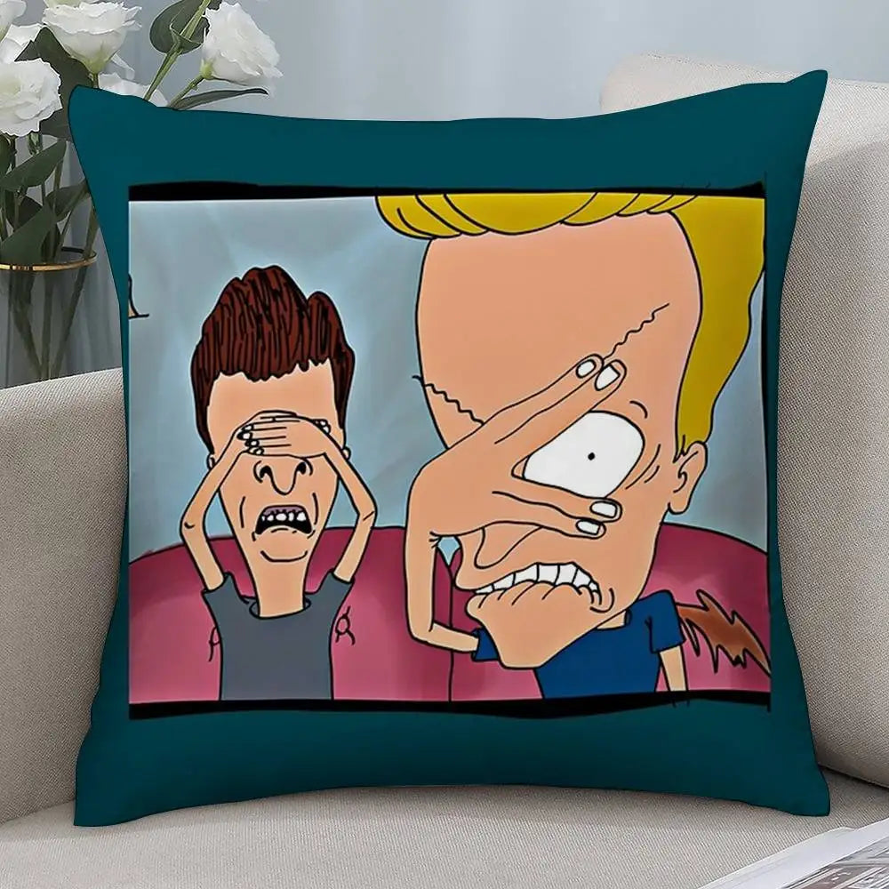Funny B-Beavis and BUTT-HEAD Pillow Case Short plush Double-sided Print Square Throw Pillow Covers Sofa Home Cushion Decor