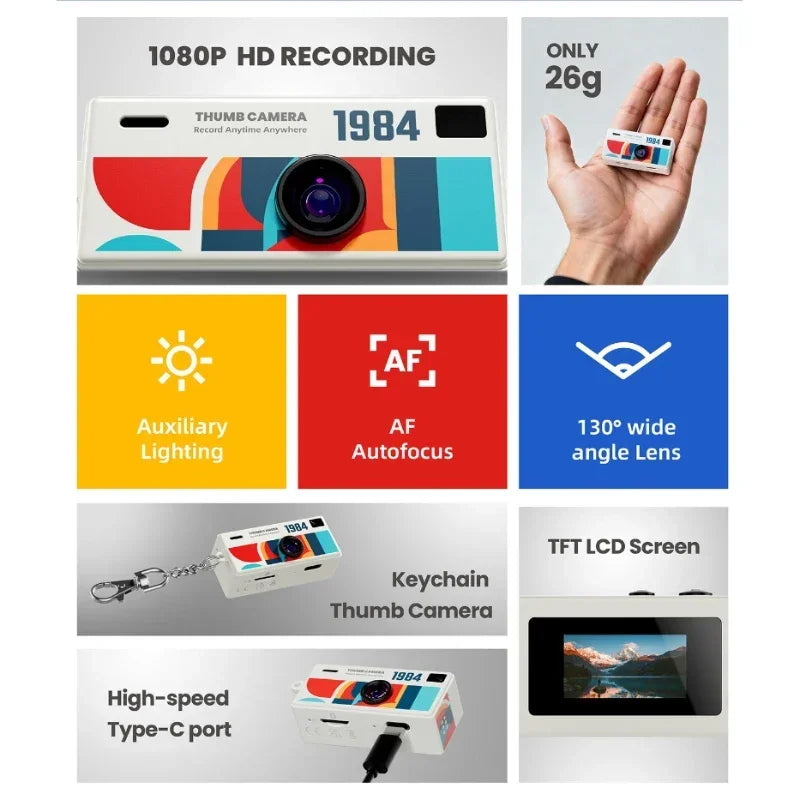 Retro Mini Keychain Thumb Camera 1080P