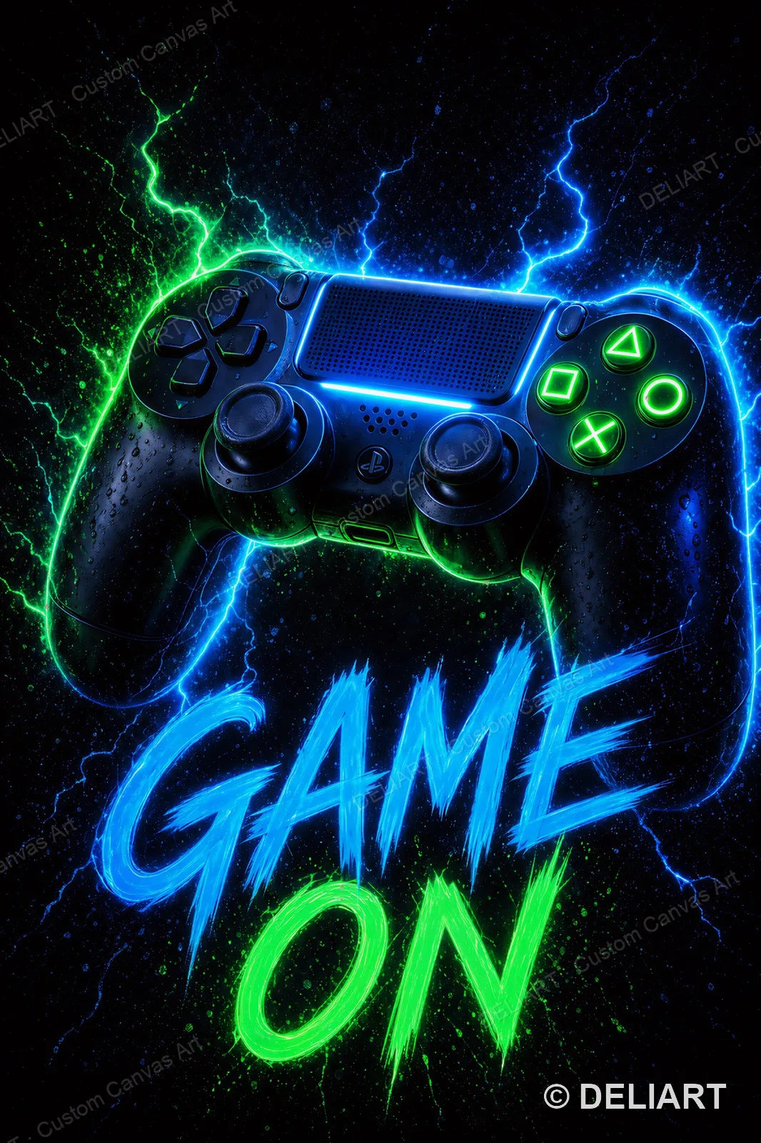1 & 3 PCS Set Neon Gaming Posters Canvas Wall Art Print Gamepad Gamer Room Decor Esports Gift for Boys Teens Unframed