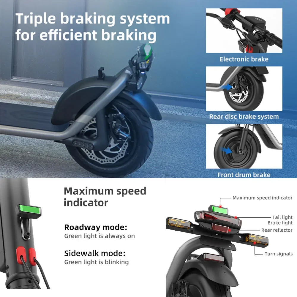 Stay on the go with this foldable 10-inch e-scooter for adults. With powerful electric features and a kick scooter design, this efficient and versatile mode of transportation is ideal for daily commutes and urban travel.
