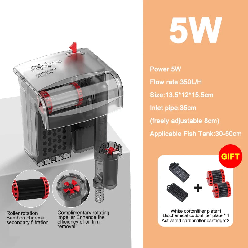 Aquarium Fish Tank Filter 3 in 1 Water Purification Circulation Pump Small Pump Silent Aeration Fish Tank Cleaning Tools