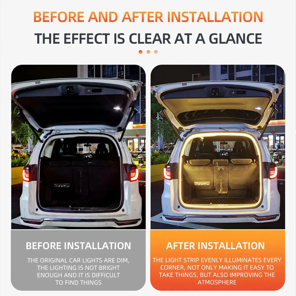 Automatic Led Trunk Light 4.2M Automatic Sensor Car Trunk Light Strip with Dynamic Flowing Illumination for Universal Fit 12V