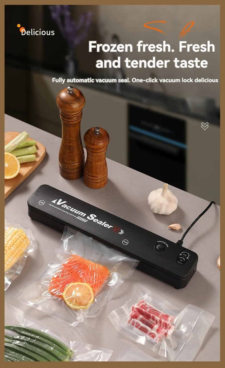 220V/110V Vacuum Sealer Packaging Machine with Free 10pcs Vacuum Bags Household Black Food Vacuum Sealer