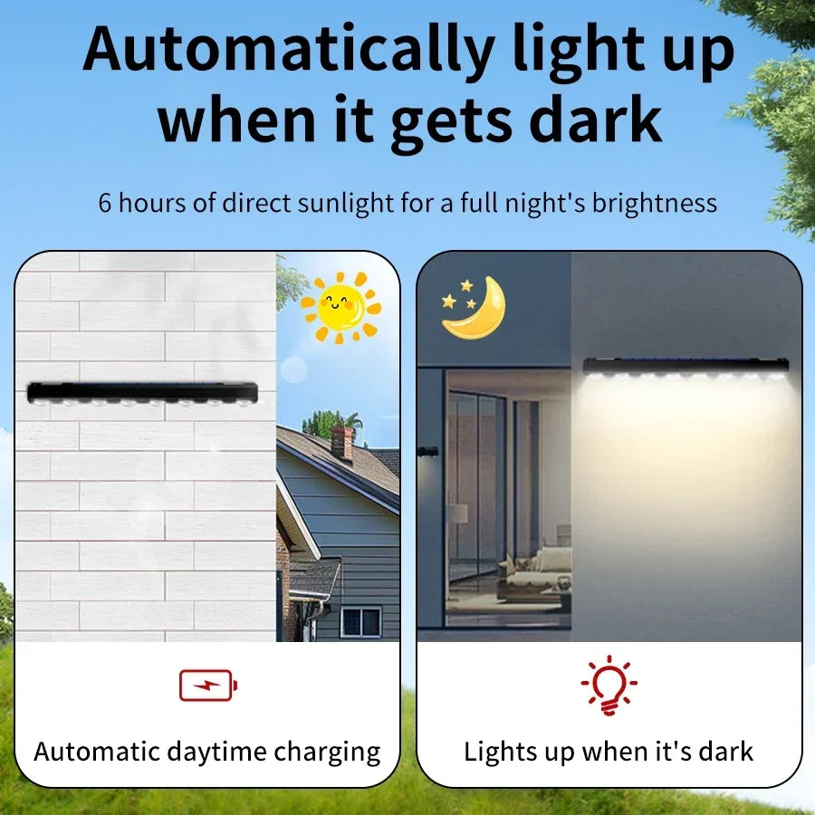 4/6/8LED Solar Wall Light Outdoor Waterproof Garden Decor Balcony Staircase Fence Home Atmosphere Lighting Solar Powered Lamp