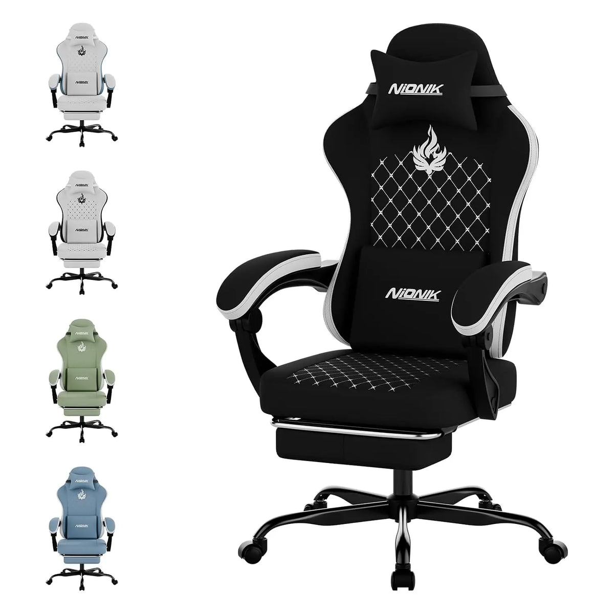 Gaming Chair with Massage,Ergonomic PC Gaming Chair Computer Chairs with Footrest Comfortable Headrest and Lumbar Support, High