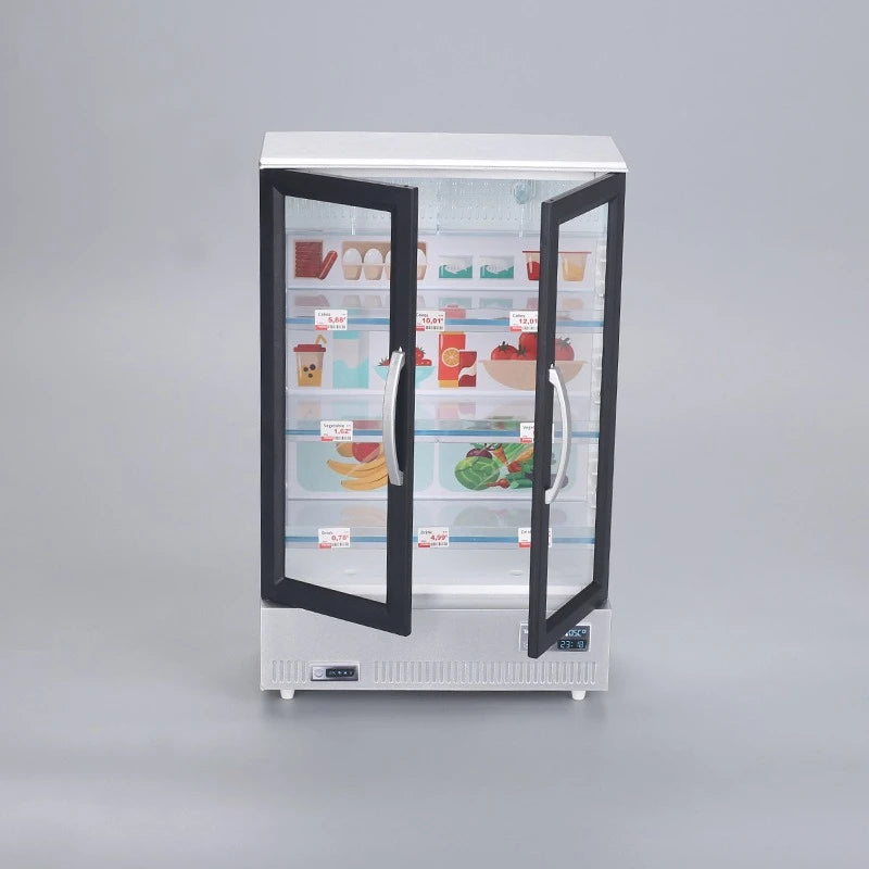 Creative Mini Simulation Double-door Large Refrigerator Freezer Hot-selling Food Play Kitchen Decoration Is Small and Exquisite