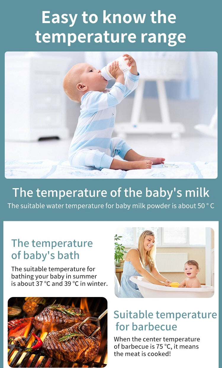 Food Thermometer Digital Meat Cooking Thermometer Instant Read Long Probe Auto Off LCD Screen Kitchen