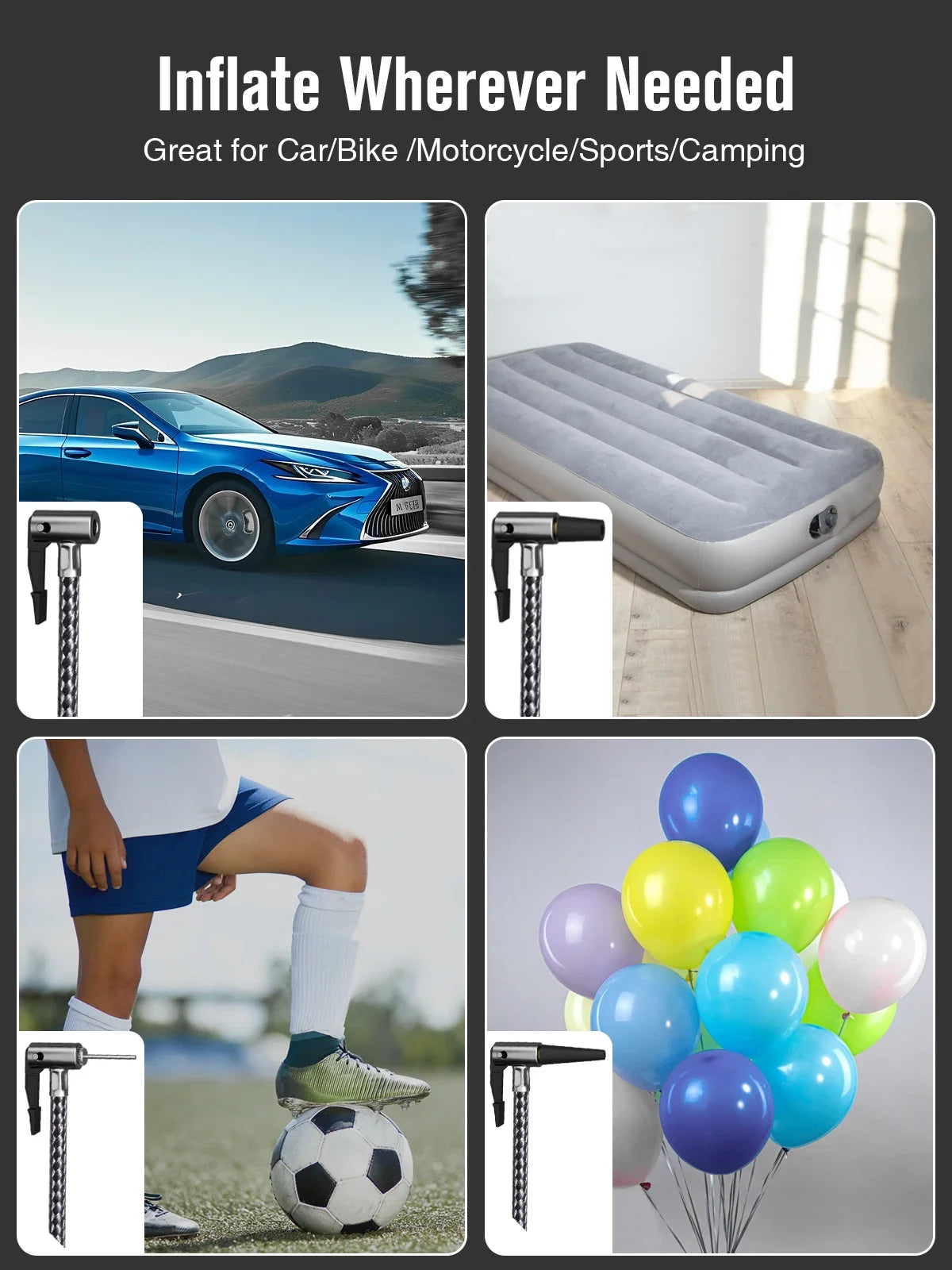 Be prepared on the road with this portable car jump starter and 150PSI air compressor—jump your battery and inflate tires anytime, anywhere!