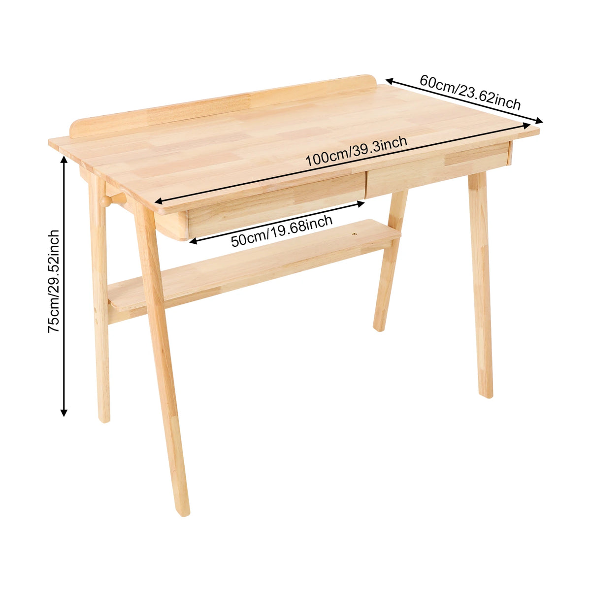 Floor Standing Desk with 2 Drawers Desk for Bedroom Writing Computer Desk