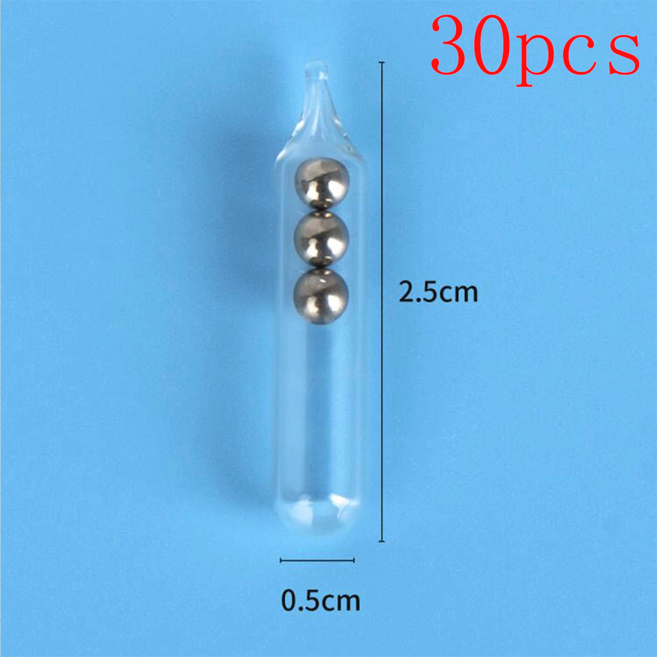 30pcs Glass Fishing Rattles, Rattle Inserts for Soft Bait Tubes, Lure Accessories