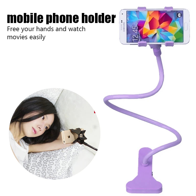 Enjoy hands-free convenience with this universal flexible lazy mobile phone holder—adjustable clip perfect for home, bed, or desktop use!