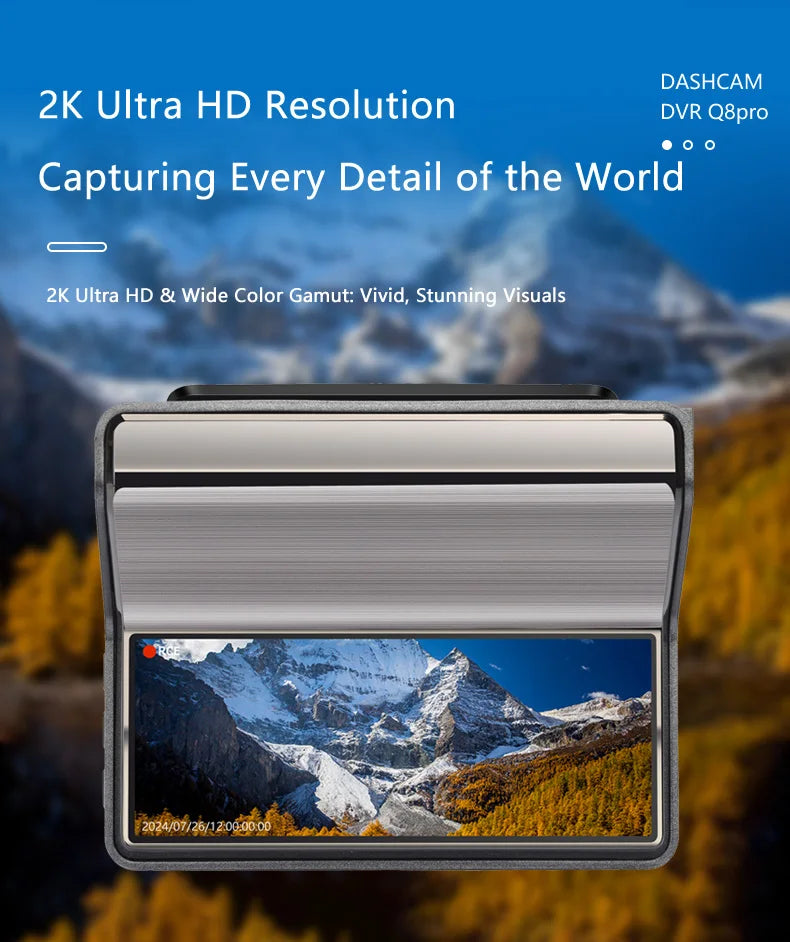 Dash Cam UHD 2K for Car Camera Night Vision With GPS WiFi 24h Parking Loop Record 2K Front 1080P Rear Dual Lens Driving Recorder