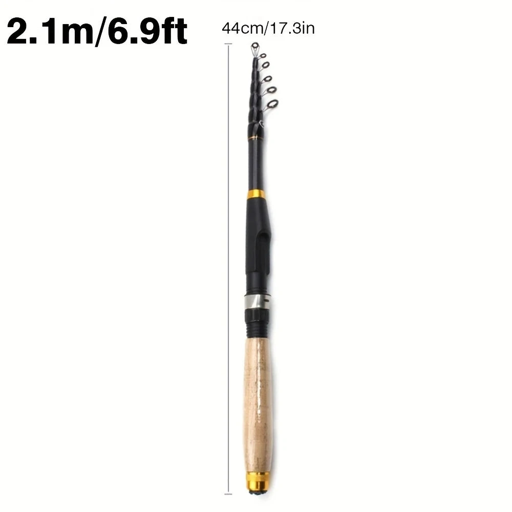 Fishing rod Portable carbon fiber telescopic with cork-like handle travel rotating rod 1.8 M /5.9FT to 3.6M /11.8 FT