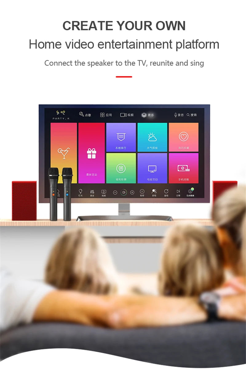 1 Pair VHF Wireless Microphone System Kits USB Receiver Handheld Karaoke Microphone Home Party Smart TV Speaker Singing Mic