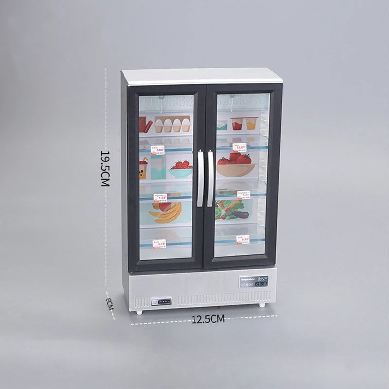 Creative Mini Simulation Double-door Large Refrigerator Freezer Hot-selling Food Play Kitchen Decoration Is Small and Exquisite