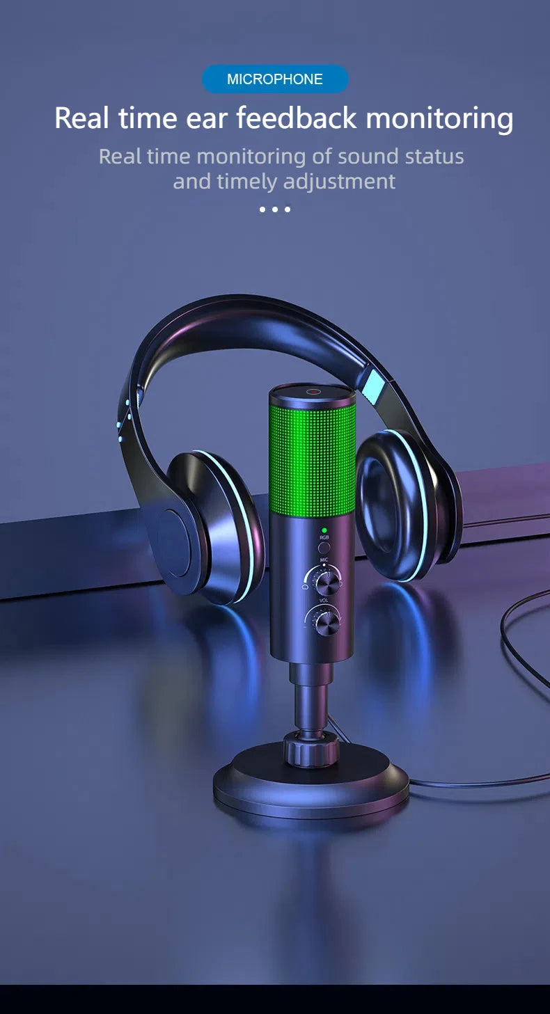 Capture crisp, clear audio with this USB condenser microphone featuring advanced noise cancellation—perfect for streaming, recording, and professional use!