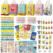 96 Pcs SpongeBob Birthday Party Favors-SpongeBob Party Favors Bags Keychain Stickers Slap Bands Etc SpongeBob Party Supplies