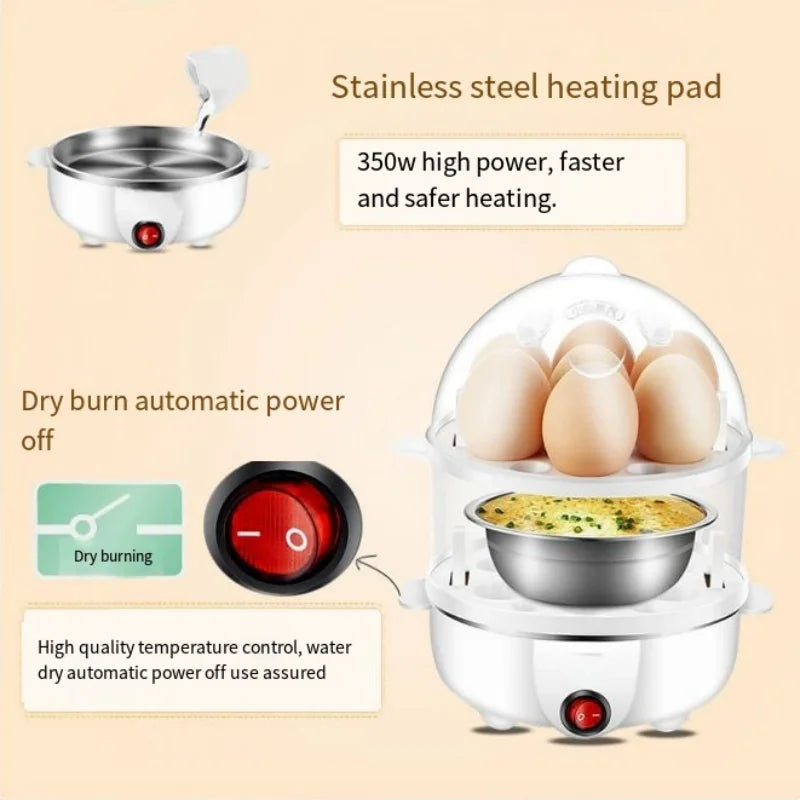 Electric Eggs Cooker Rapid Mini Egg Boiling Machine for Poached Scrambled Omelets Auto Shut Off Kitchen Appliance