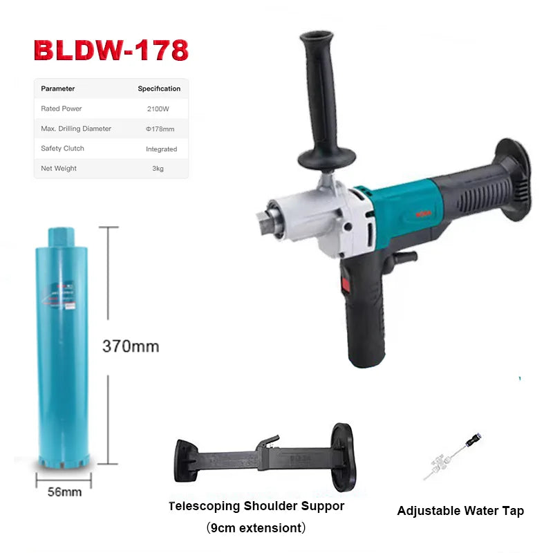 BODA Brushless Wet/Dry Drill 20-178mm , Water-Cooled Concrete Drill for Brick, Stone, Tile & Floor ,Professional Core Drilling