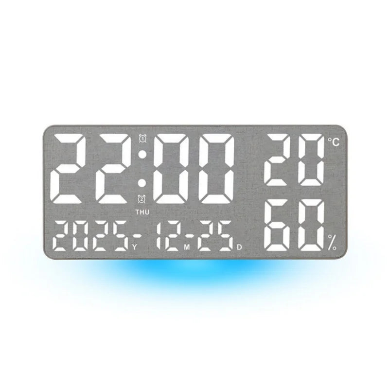 Large Digital Wall Clock with 7Colors Mood Light 2 Alarm TEMP Humidity Date Table Clock 12/24H Timing Countdown LED Alarm Clock
