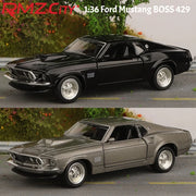1:36 Ford Mustang Boss 429 Toy Car For Children RMZ CiTY Diecast Vehicle Miniature Pull Back Display Collection Gift For Boys