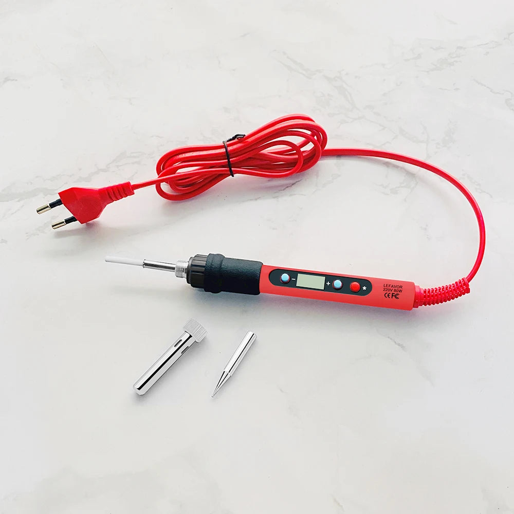 Tackle your projects with precision using this 80W soldering iron kit—featuring adjustable temperature control and an LCD display for easy, accurate welding!