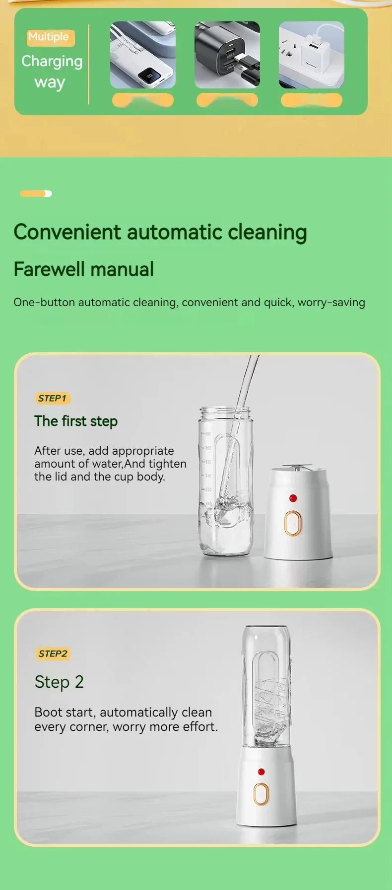 Portable Blender Juicer 450ml Electric Fruit Juicer USB Rechargeable Lemon Orange Fruit Juice Cup Smoothie Blender 2cups