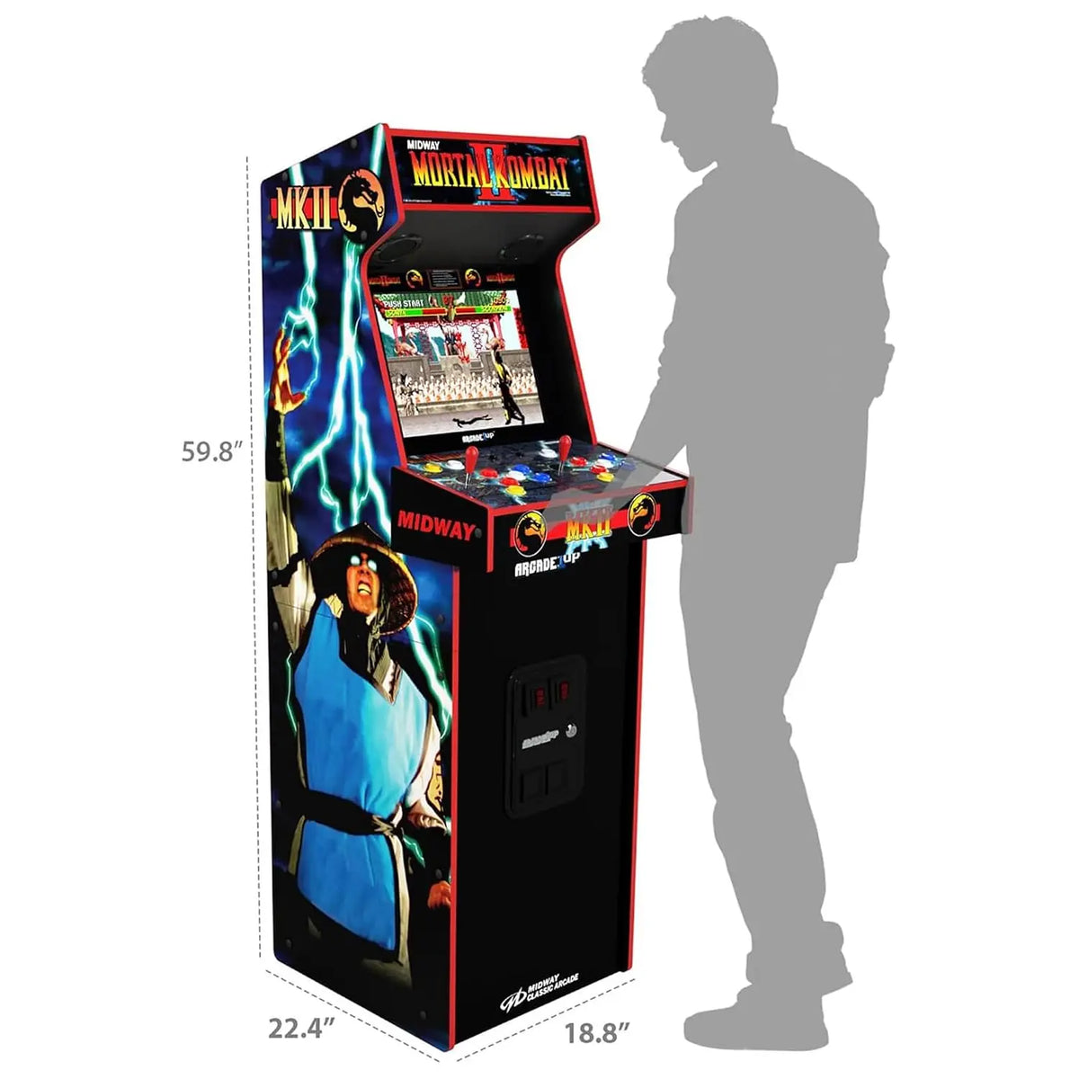 Mortal Kombat II Deluxe Arcade Machine - 14 Classic Games Cabinet with Real-Feel Joysticks & Buttons, Custom