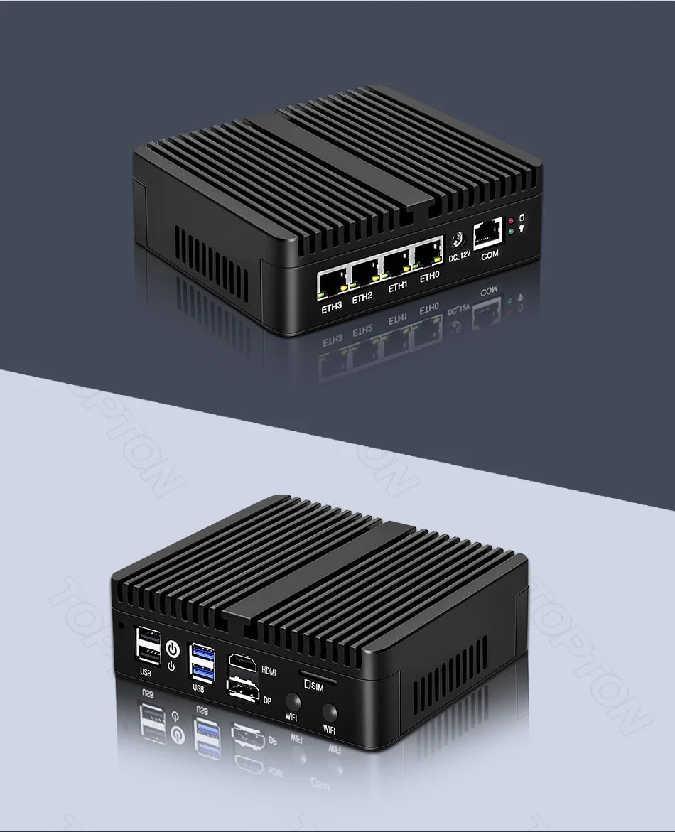 Topton 12th Gen Intel Twin Lake N150 Soft Router N5105 N6415 N6210 4*2.5G LAN Fanless Mini PC pfSense Firewall Appliance AES-NI