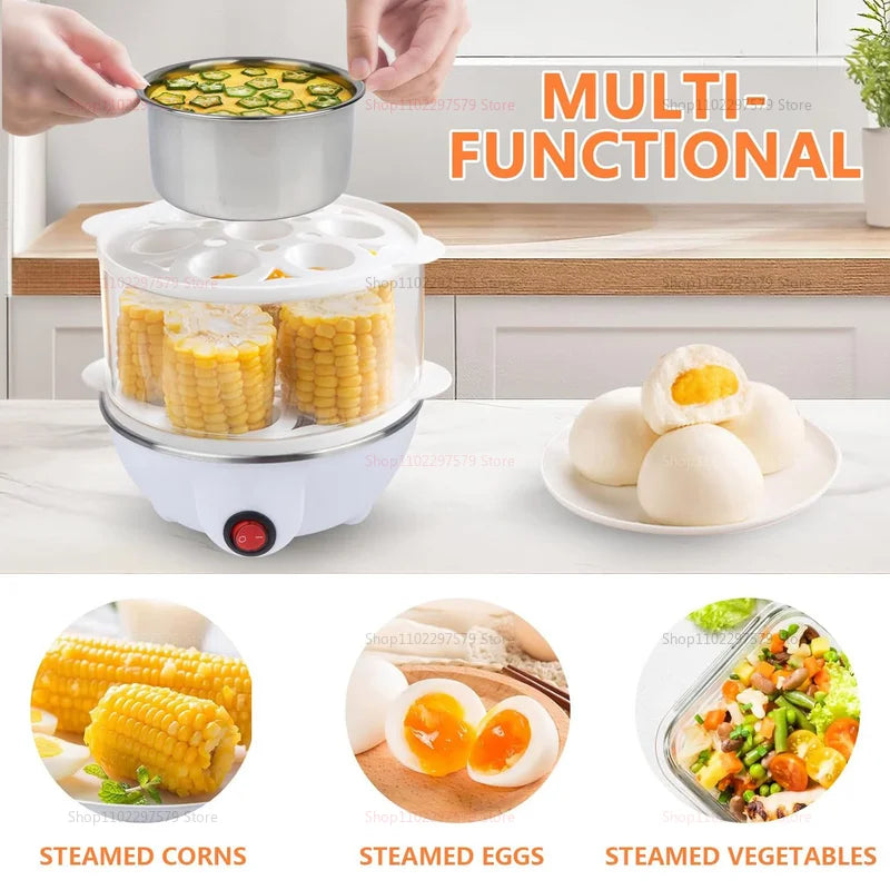 Electric Eggs Cooker Rapid Mini Egg Boiling Machine for Poached Scrambled Omelets Auto Shut Off Kitchen Appliance