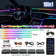 Dreamcolor Acrylic Interior Car LED Strip Light with Wireless APP, RGB 6/10/18 in 1 with 175 inches Fiber Optic Strip Lights for Car, Dynamic Chasing Music Sync Neon Car Ambient Lighting Kits