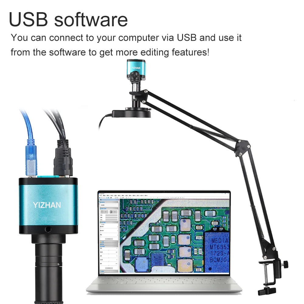 YIZHAN 48MP 4K Electronics Soldering Microscope FULL HD 1080P HDMI Camera USB Software 1-150x Lens Stand Shipping From Europe
