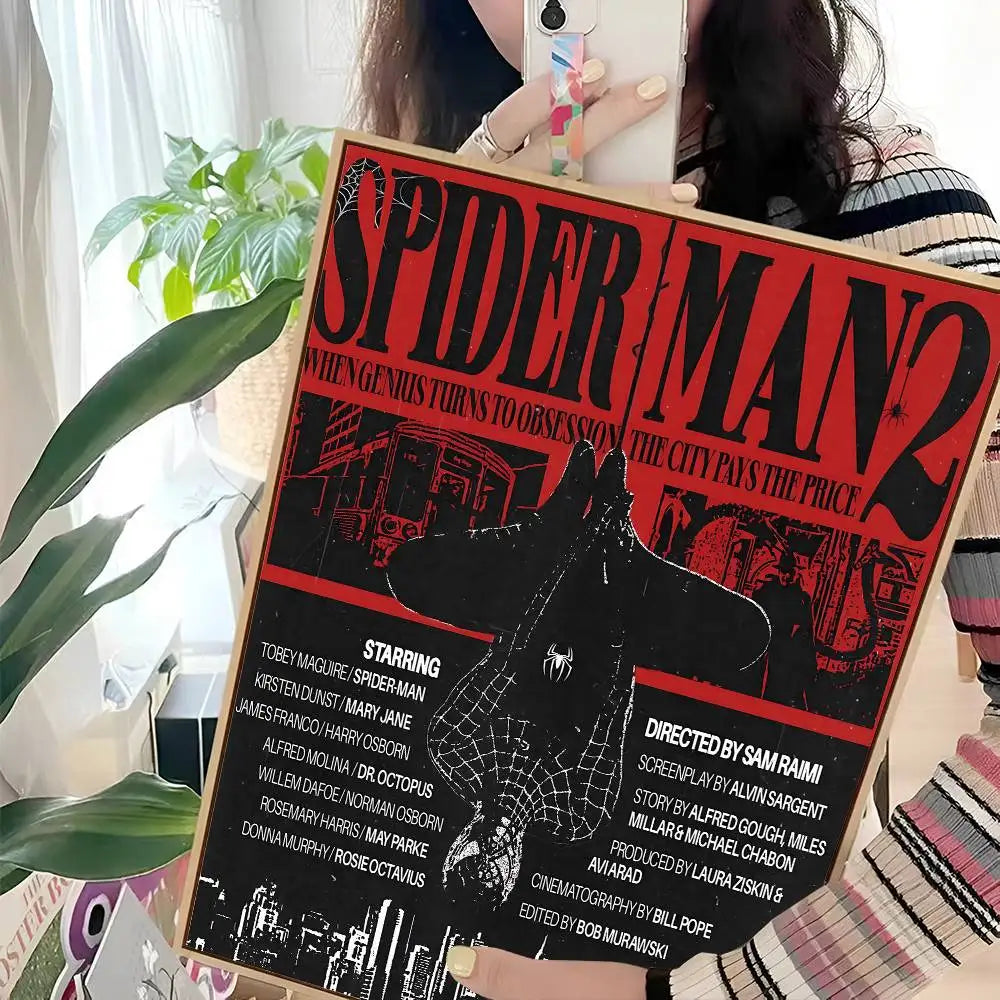 S-Spider Cartoon Man Movie Sticky Posters Whitepaper Sticker DIY Room Bar Cafe Posters Wall Stickers