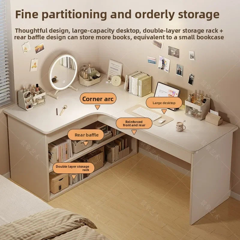 Firm Computer Desk, Bookshelf, Integrated Corner Workbench, White Corner Learning And Writing Desk Factory
