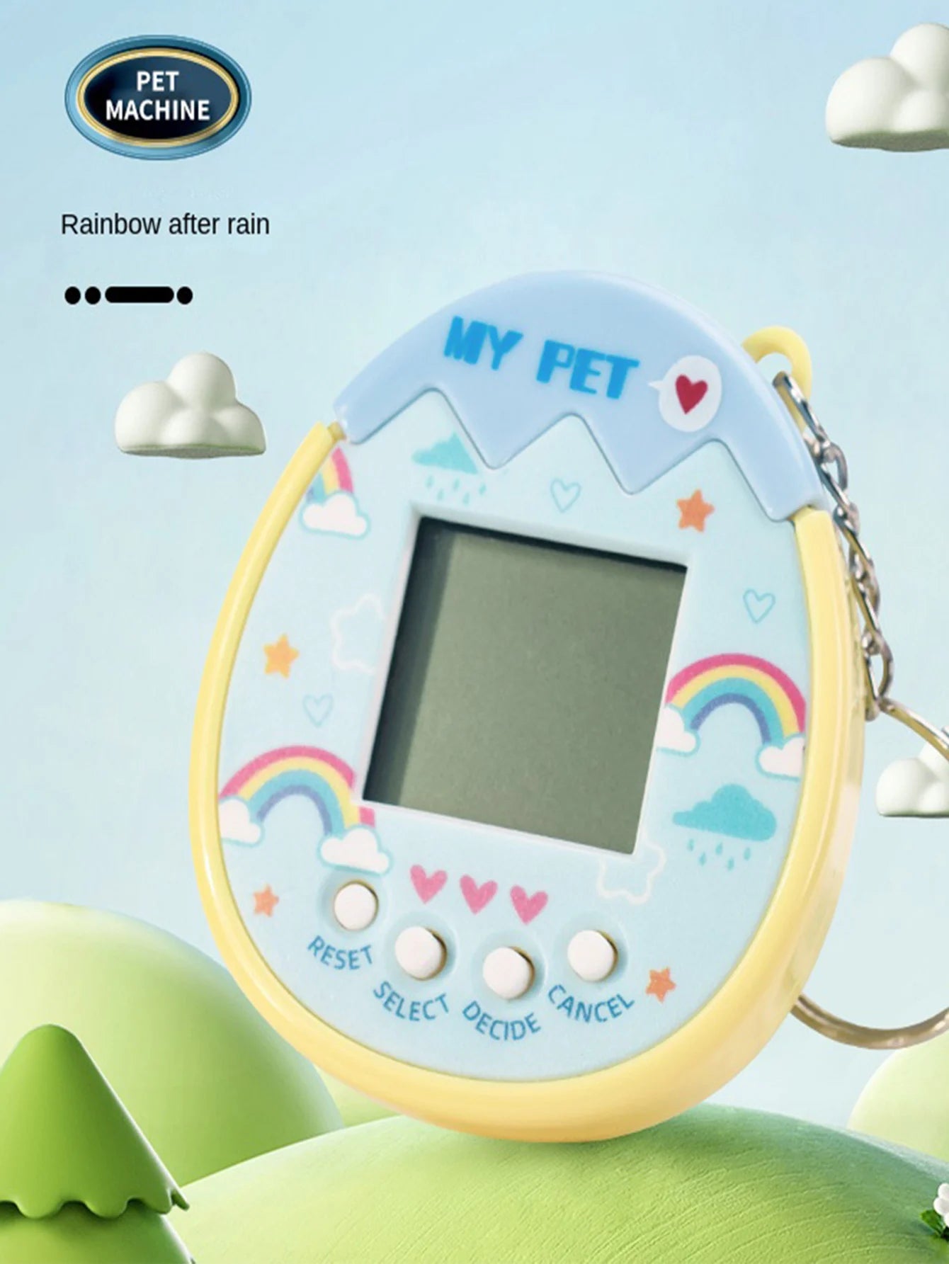 2Pcs Cute Cartoon Mini Handheld Electronic Pet Game Console Random Color Virtual Pet Raising Machine Electronic Toy