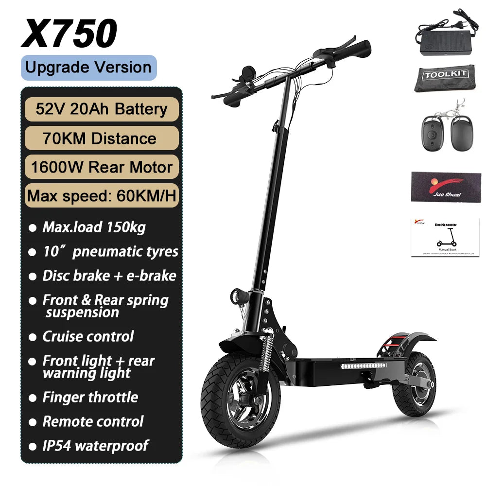 6000W Electric Scooter for Adults 85KM/H Max Speed Dual Motor 11" Off Road Tire E Scooter 30AH Lithium Battery Shock Absorption