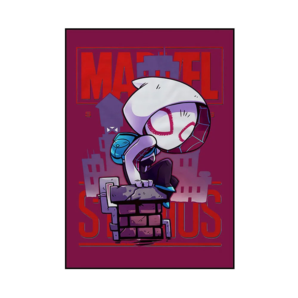 Frameless Marvel Superhero Wall Art Posters SpiderMan Iron Man Avengers Cartoon Canvas Painting Print Modern Kid Room Home Decor