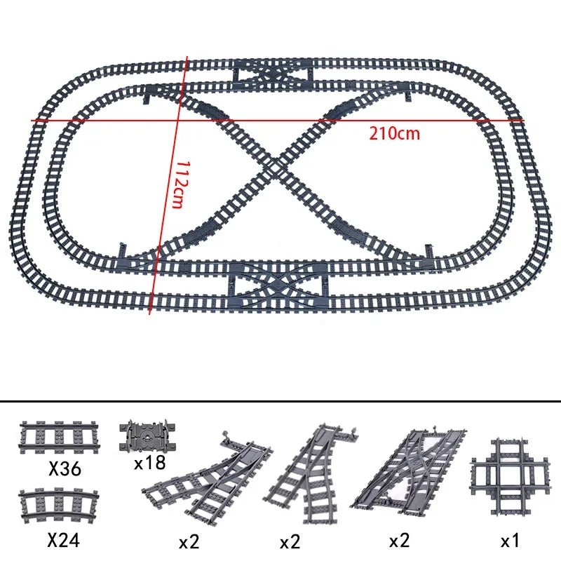 DIY Train Track Combination MOC Railroad Bridge Building Blocks Cross Track Bricks Toys Rail Car Scene Compatible With LEGO