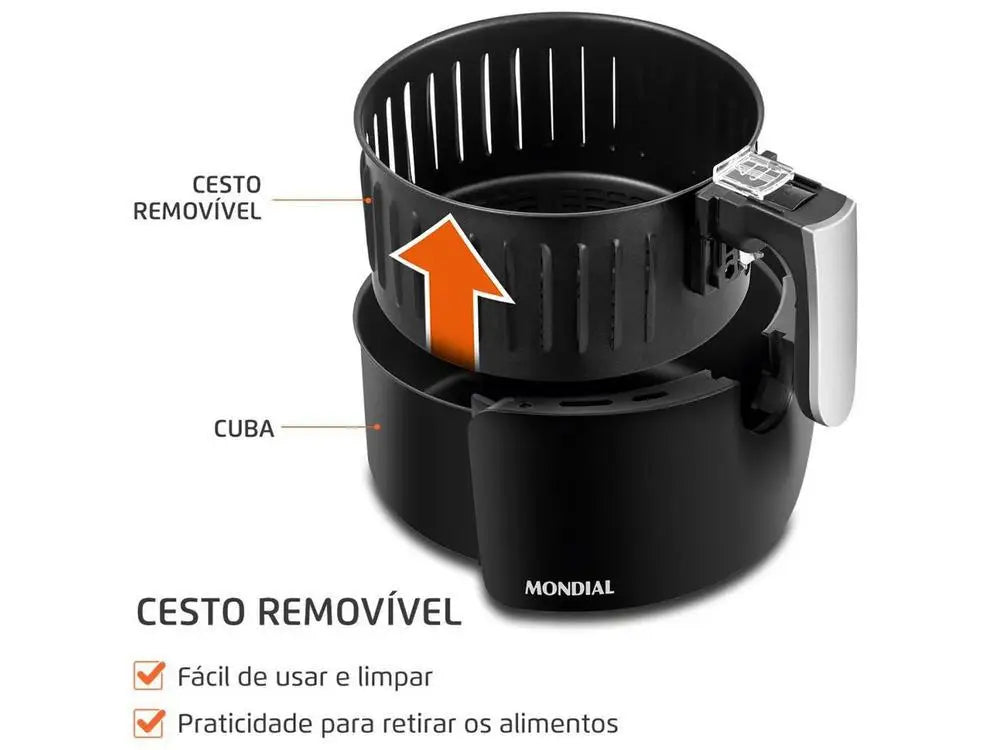 Electric Fryer No Oil/Air Fryer Mondial Pratic AF-31 Black 3.5L with Timer - 110V