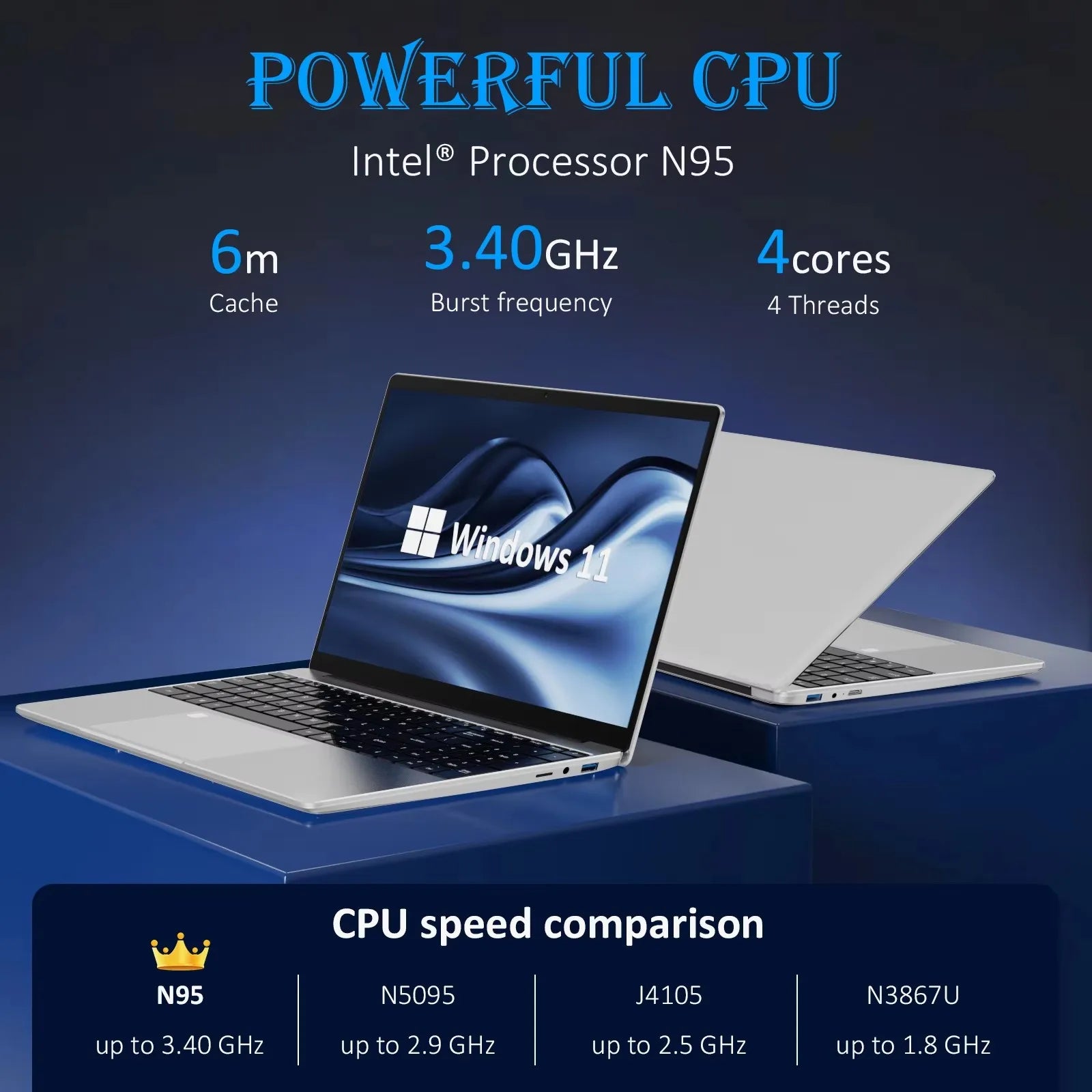 Experience powerful performance on the go with this ultra-slim 15.6" laptop—featuring an Intel N95 processor, massive 32GB RAM, 2TB (2048GB) storage, a long-lasting 7500mAh battery, Windows 11 Pro, fingerprint unlock, and gaming-ready specs!