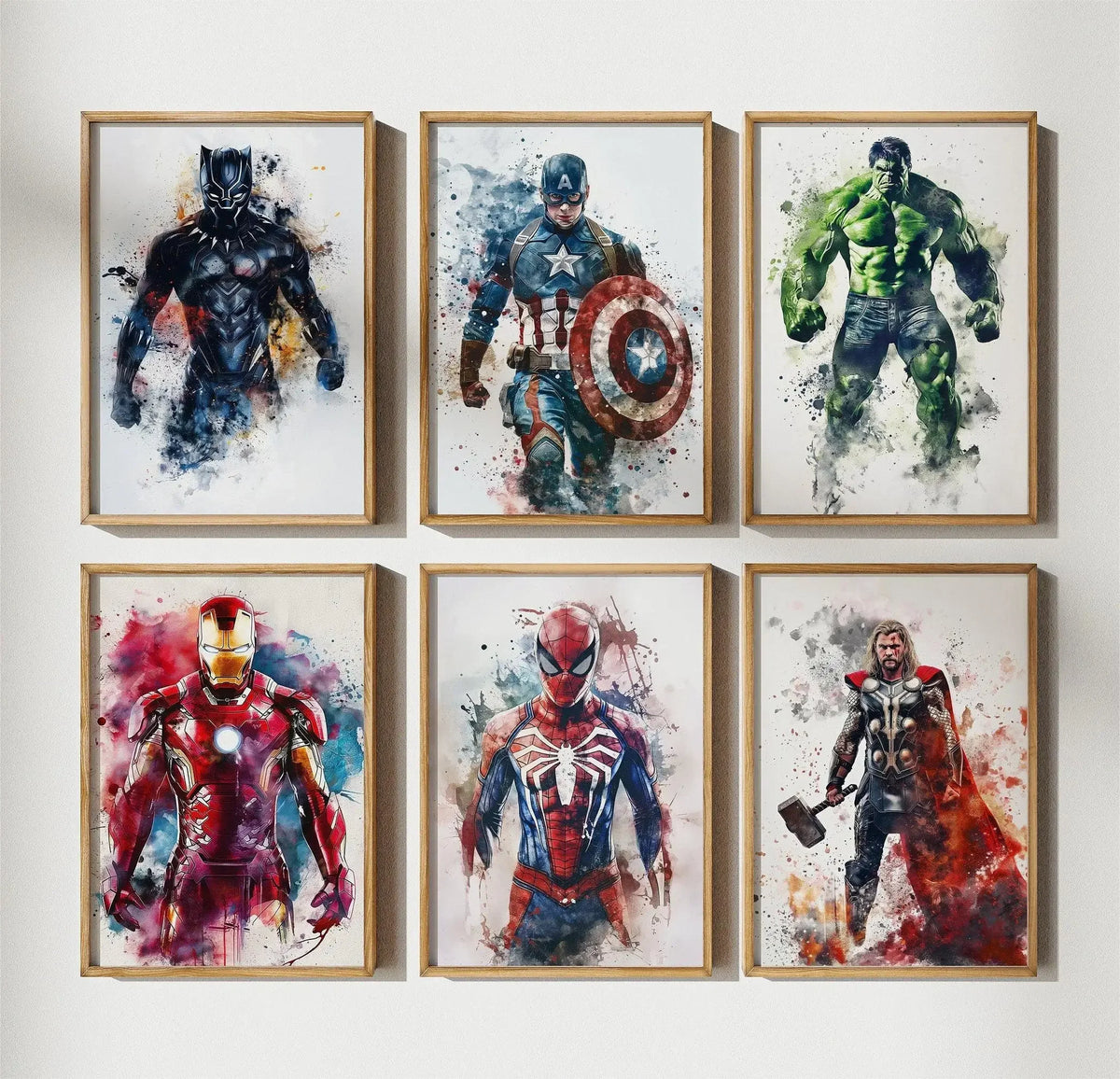 1pc frameless Watercolor Dripping Art Superheroes Prints Posters SpiderMan Iron Man Canvas Painting Marvel Wall Art for Kids Roo