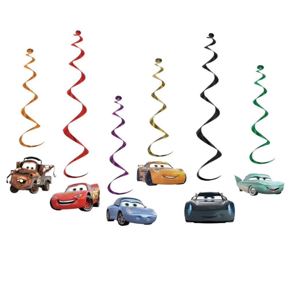Cars Theme Birthday Party Decoration Tableware Banner Tablecloth Gift Bag Paper Plates Party Favors Toy Set Stamps Bracelets