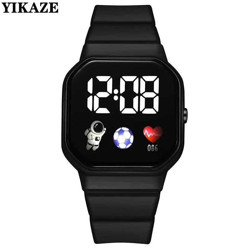 YIKAZE Kids Watches LED Digital Kids Watch Silicone Strap Cartoon Electronic Wristwatch Sports Clock for Boys and Girls Gifts