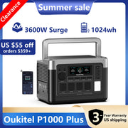 OUKITEL P1000 PLUS Portable Power Station, 1024Wh LiFePO4 Solar Generator | 1800W (3600W Surge) | 1 Hour Super Fast Charge | Lightweight for Home Backup, Camping & Hurricane Emergency