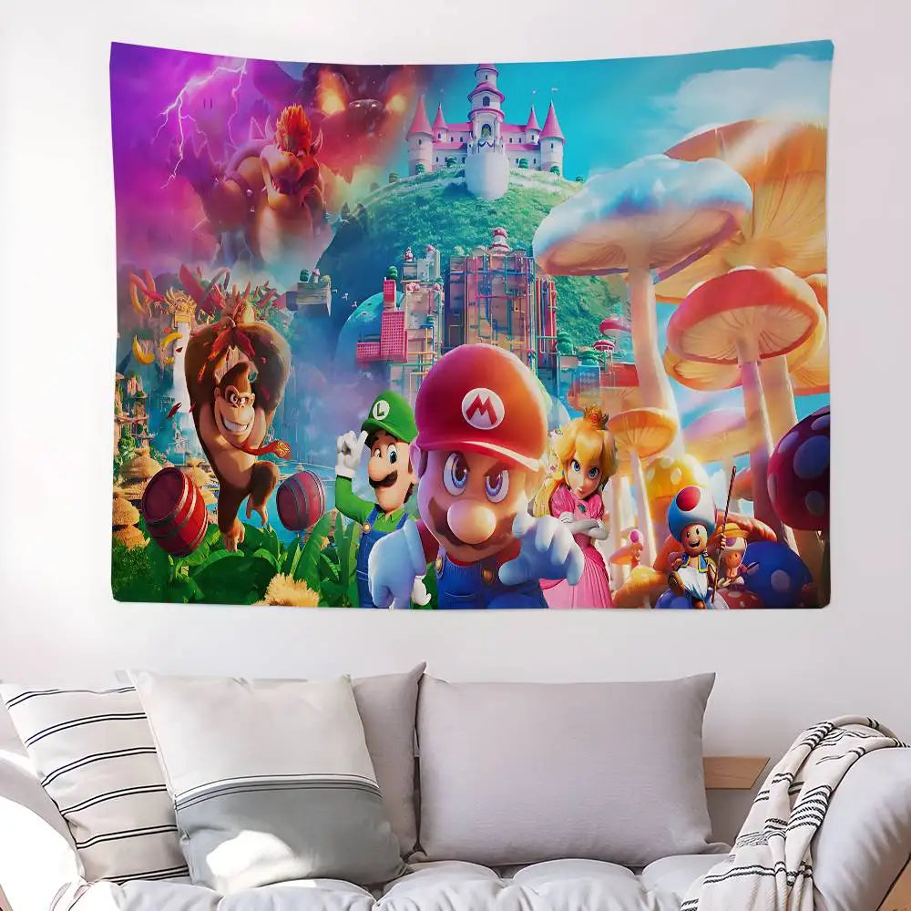 Game M-mario-O cartoon DIY Wall Tapestry for Living Room Home Dorm Decor Wall Art Decor