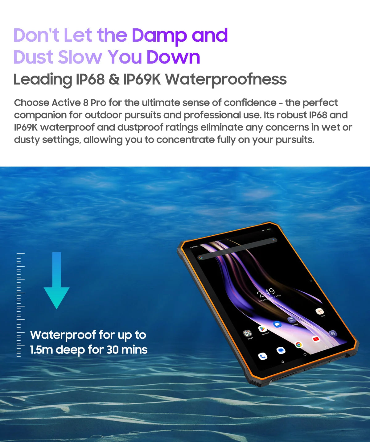 Blackview Active 8 Pro Rugged Tablets 22000mAh Battery Android 13 10.36" 2.4K Display 16GB 256GB Helio G99 48MP Camera Tablet PC