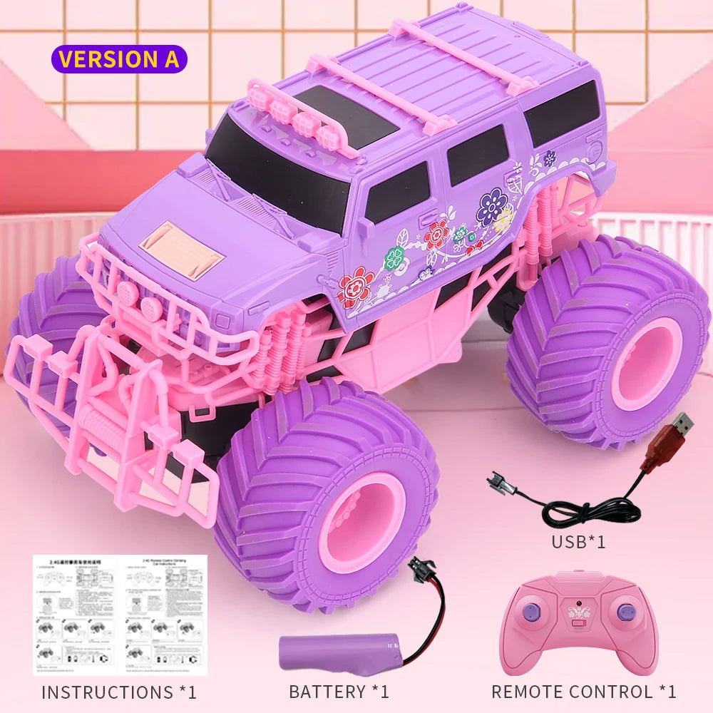 Pink 2.4G RC Car - JJRC Q157 Remote Control Off-Road Climbing Vehicle Ideal Girl's Party Gift & Christmas Toy