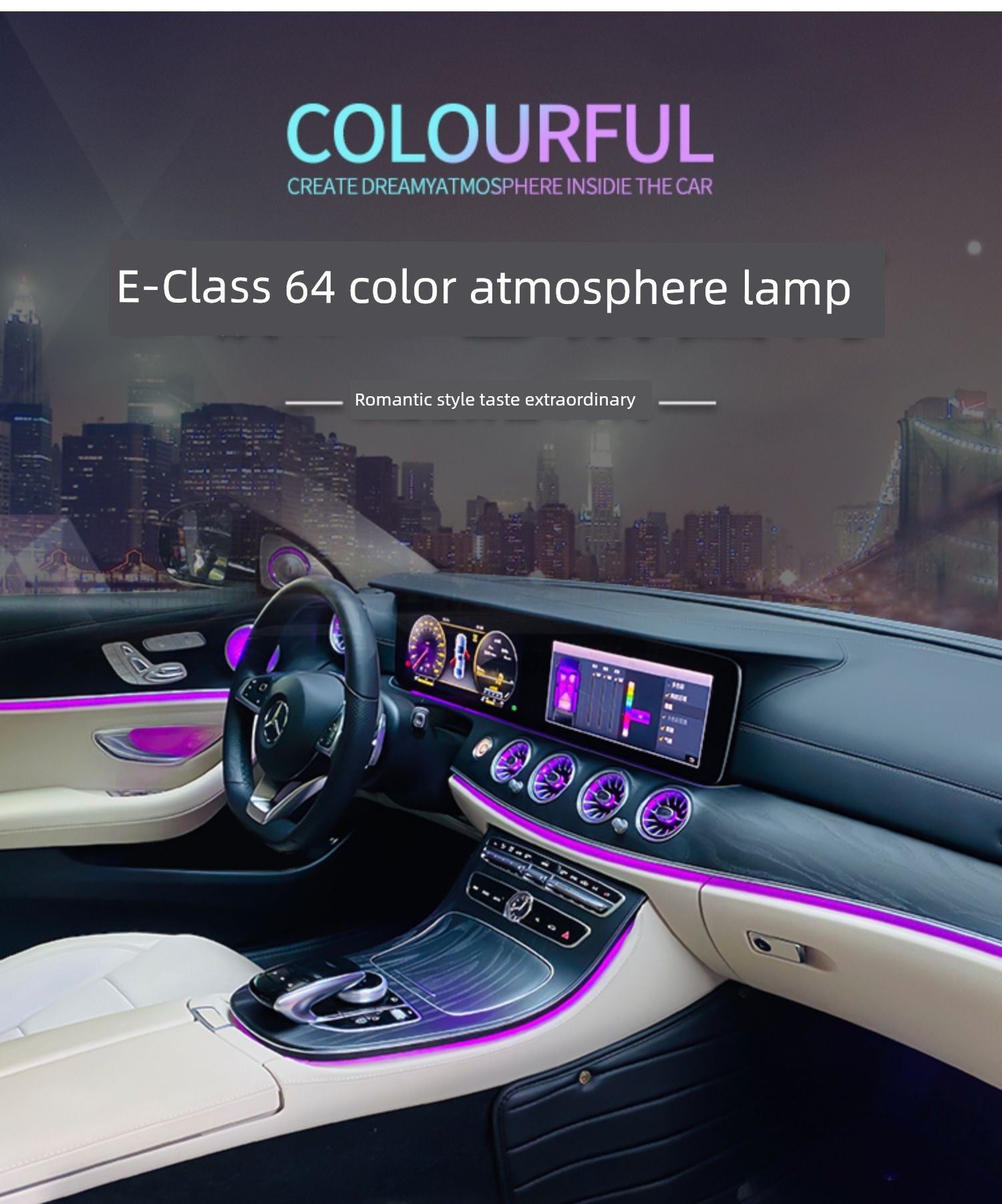 24 Mercedes-Benz E300L Luminous Turbine Air Outlet Ambience Light E260l Luminous Cover Ambience Light Rotate Treble
