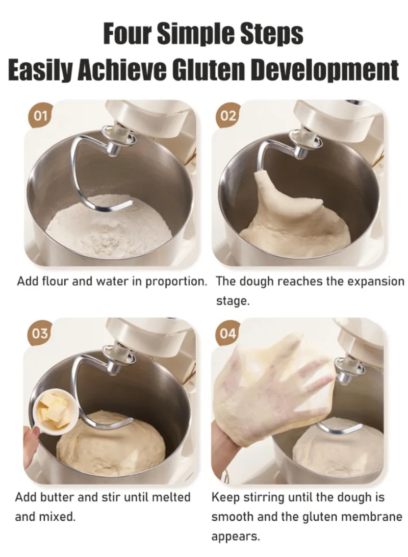 SUNATUR 5.5L New Planetary Stand Mixer Chef Machine Household Automatic Dough Kneading Home Appliance Professional 220V