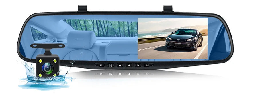 Dashcam 4.3 Inch Mirror FHD 1080P Camera Dual Lens DVR  Rearview Mirror Dash Camera Car Video Recorder Auto Black Box Car Dvr